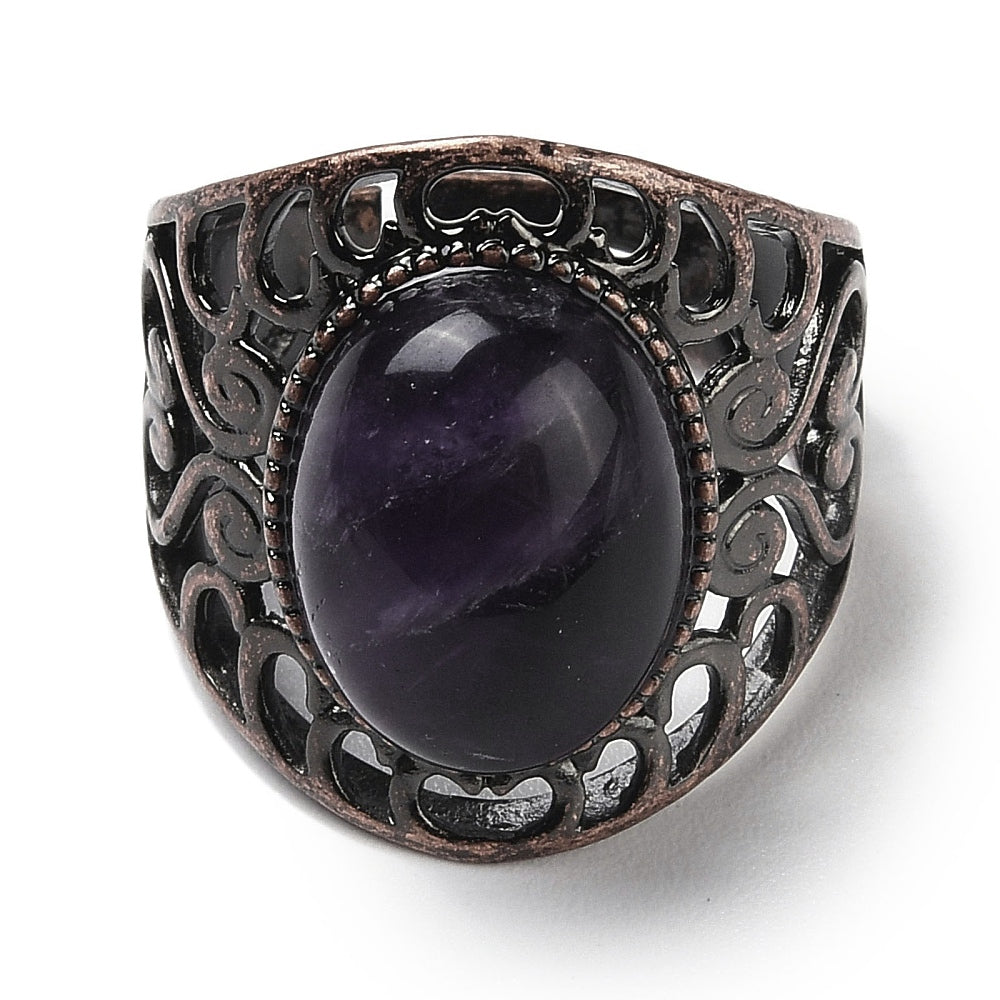 Ring with amethyst - adjustable