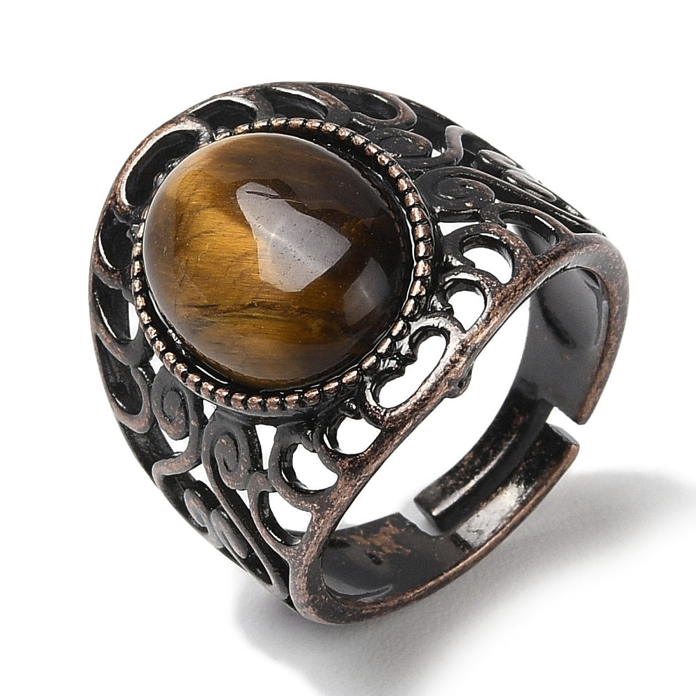 Ring with tiger eye - adjustable