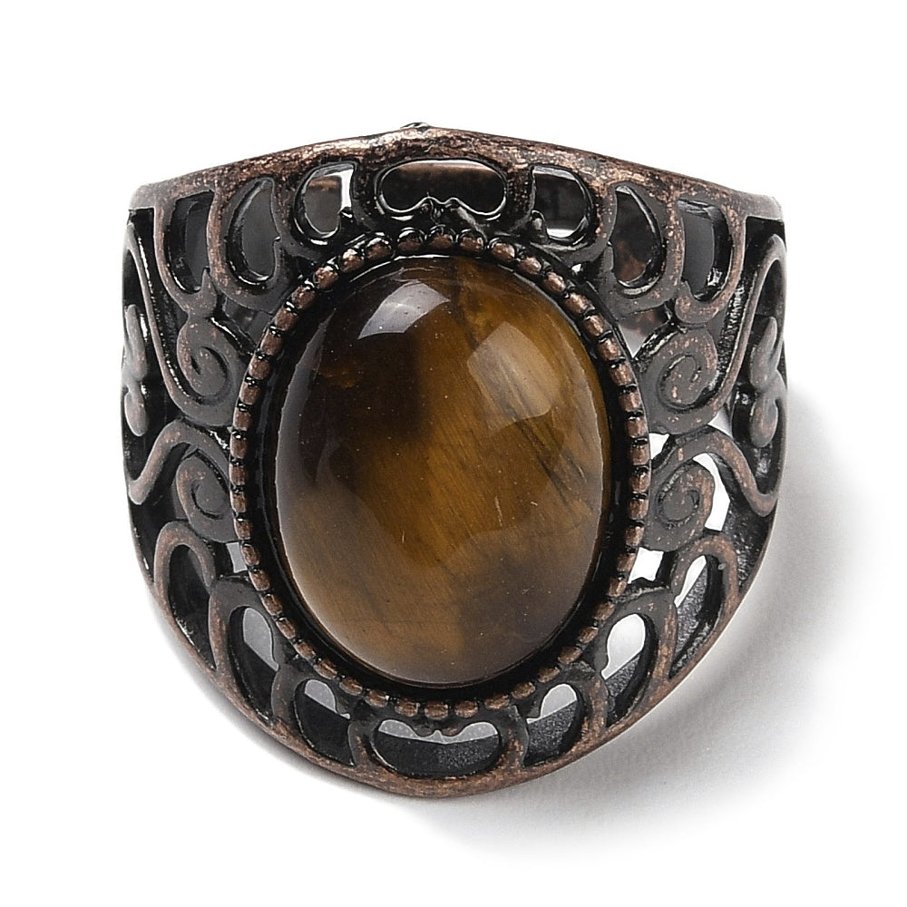 Ring with tiger eye - adjustable