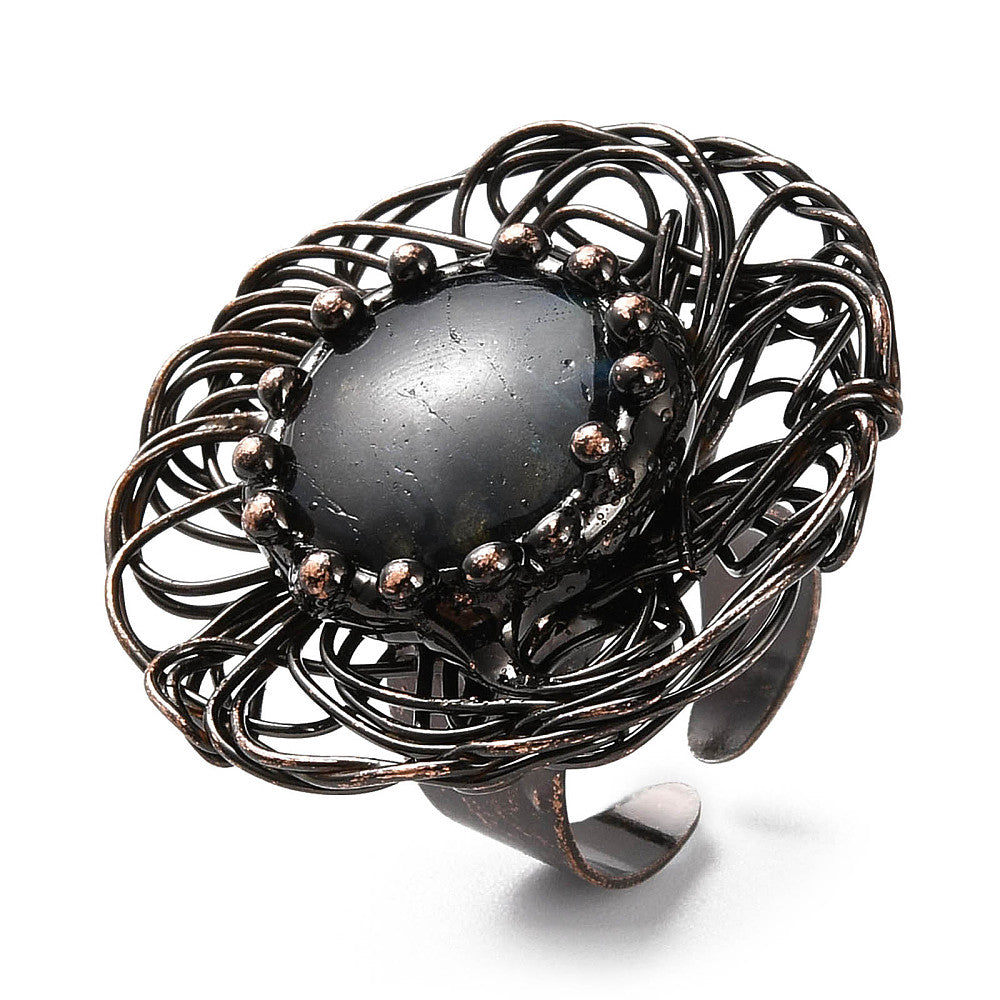 Anello con Labradorite in ottone - Regolabile