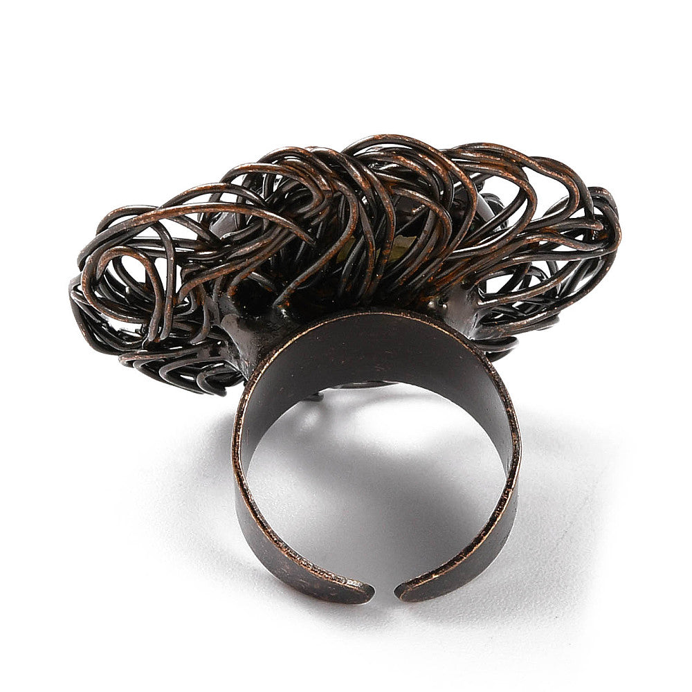 Anello con Labradorite in ottone - Regolabile
