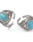 Ring with synthetic turquoise - adjustable