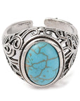 Ring with synthetic turquoise - adjustable