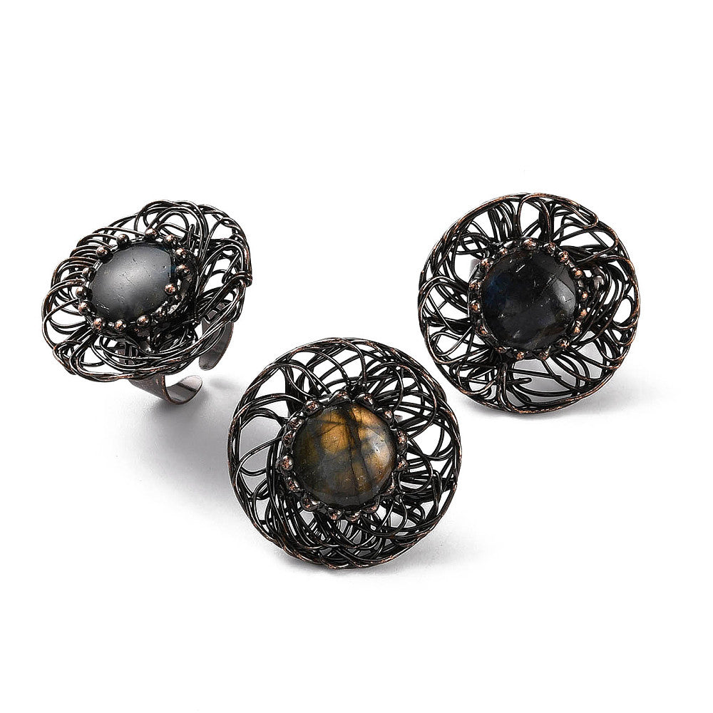 Anello con Labradorite in ottone - Regolabile