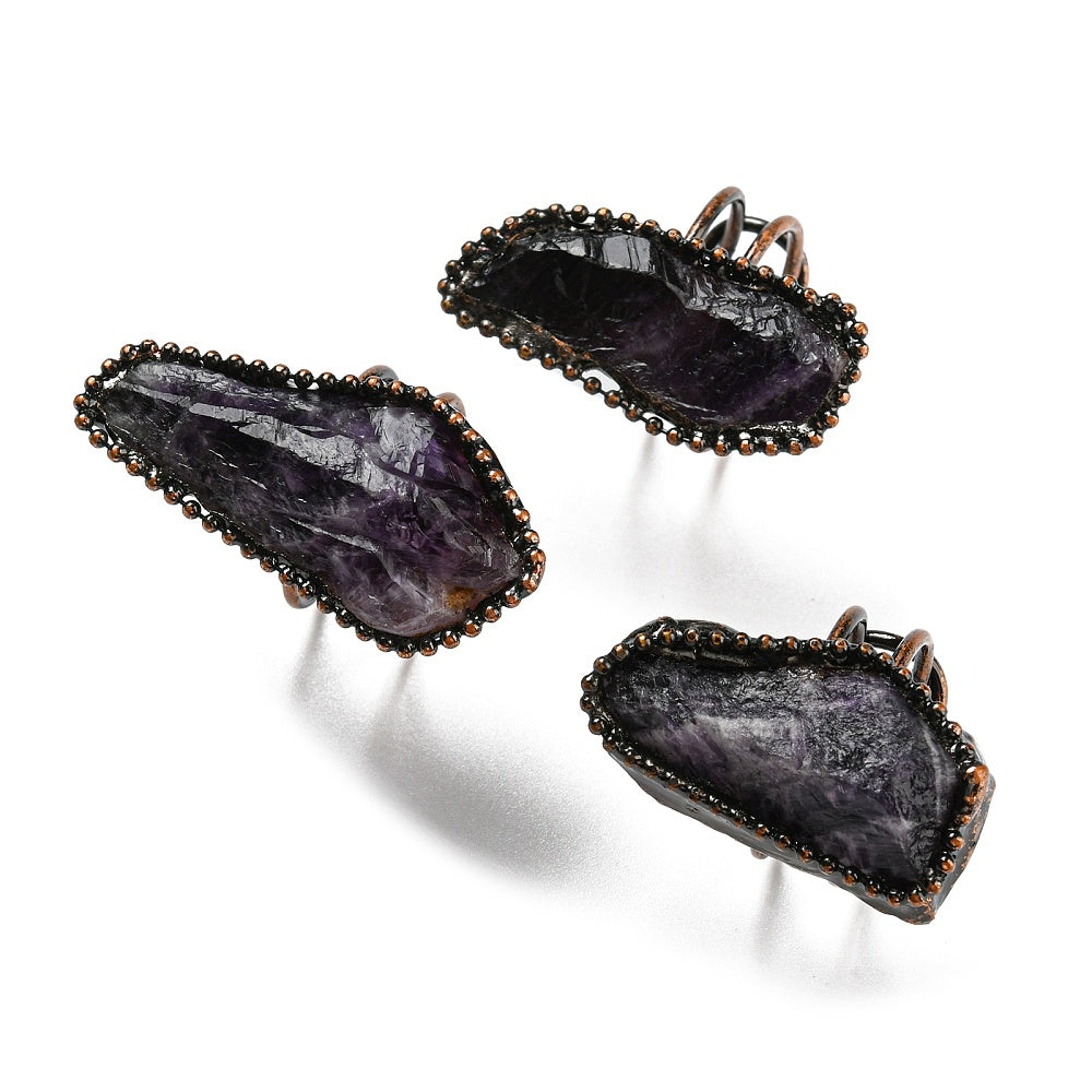 Ring with amethyst - adjustable