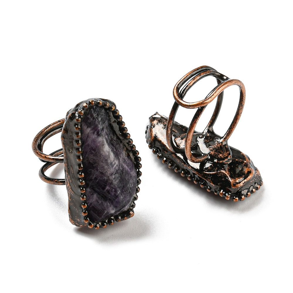 Ring with amethyst - adjustable