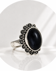 ANELLO FIORE IN TORMALINA NERA - Protezione dalle energie negative