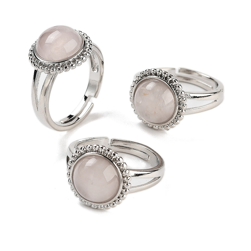 Ring with pink quartz - adjustable