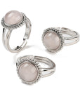 Ring with pink quartz - adjustable