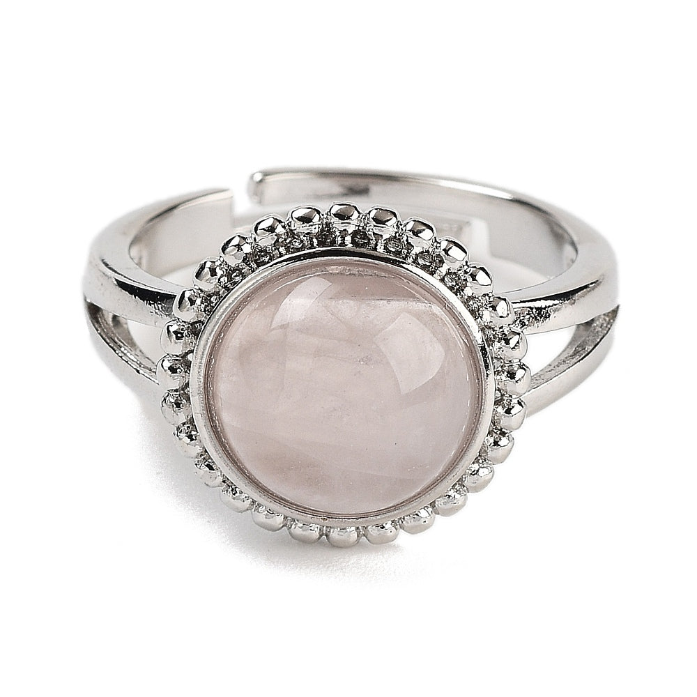Ring with pink quartz - adjustable