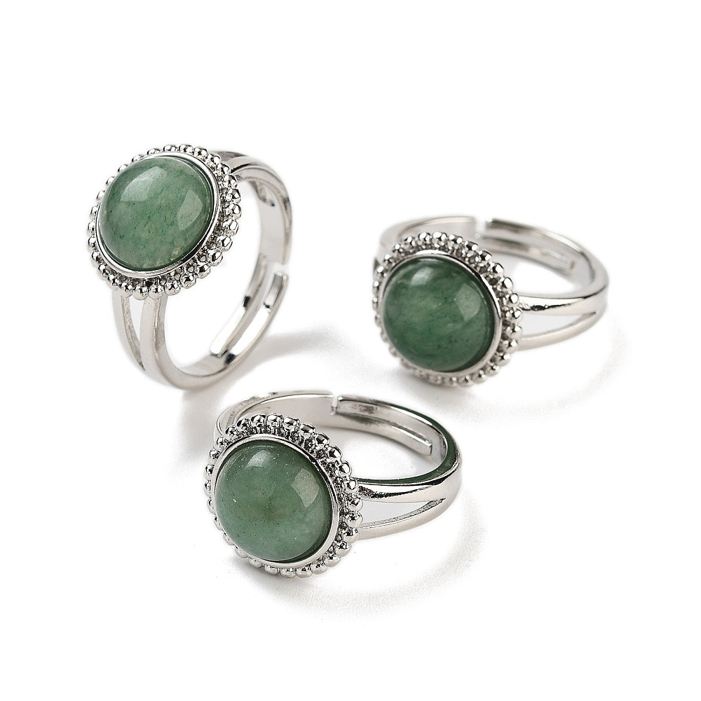 Ring with green adventurine - adjustable