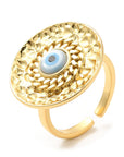 Nazar amulet ring in brass with adjustable 18k gold plating - Devil eye protection from the evil eye