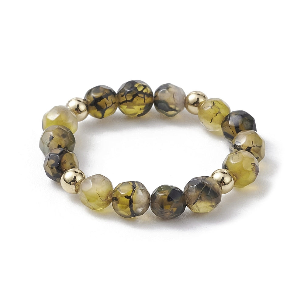 Set 3 rings in Natural Agata stone Elastic