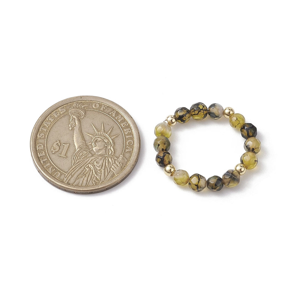 Set 3 rings in Natural Agata stone Elastic