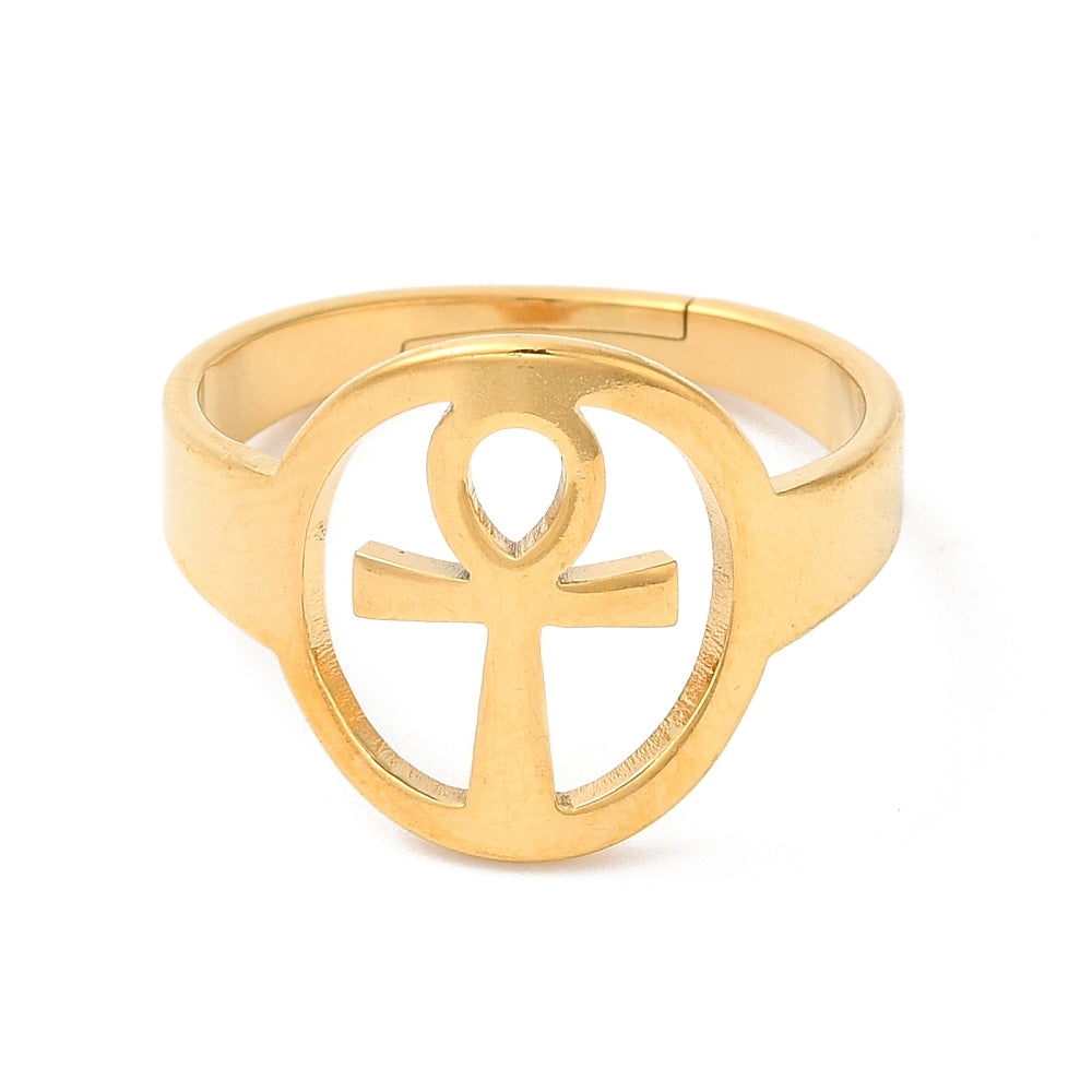 Anello Ankh Egitto in acciaio inox regolabile - Chiave della vita