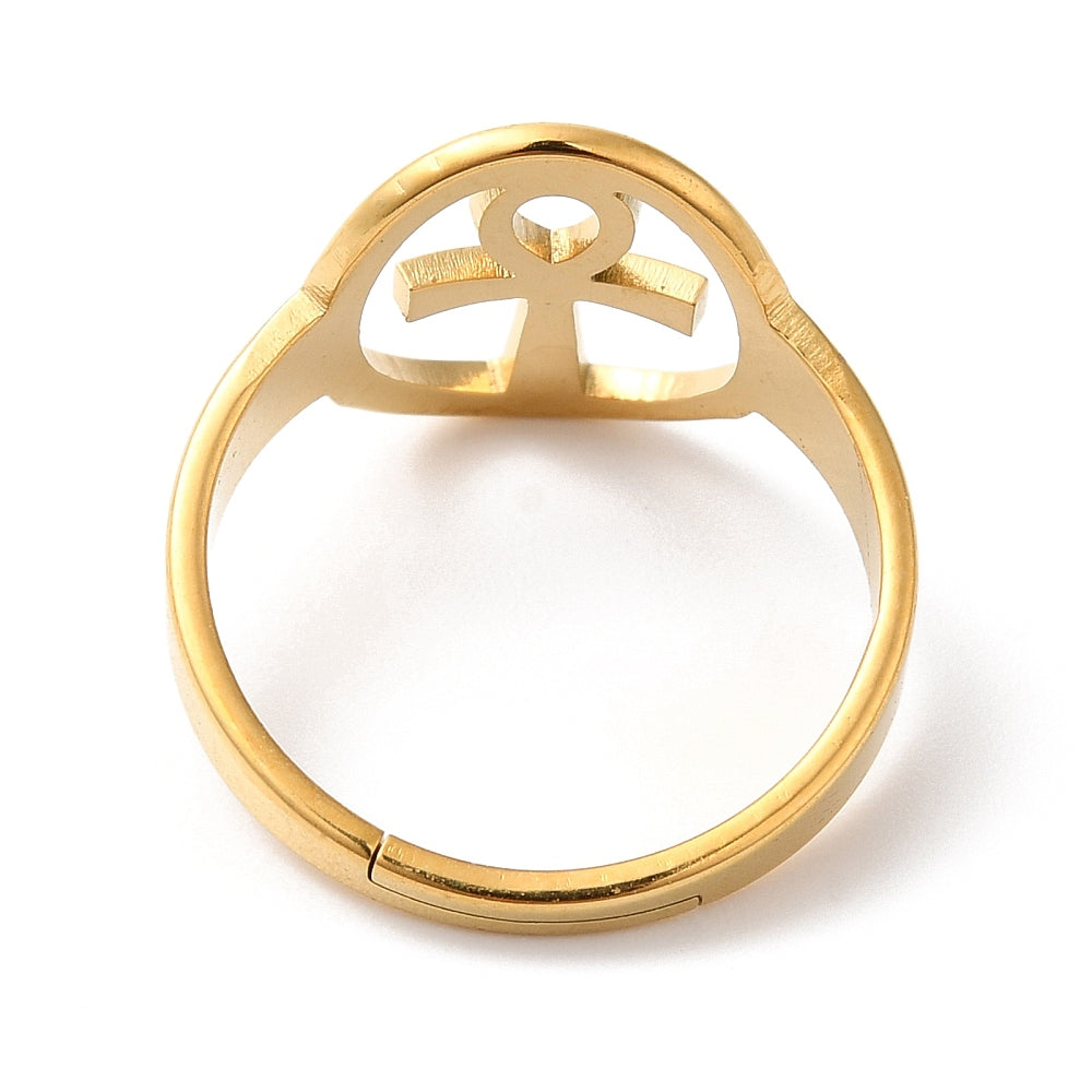 Anello Ankh Egitto in acciaio inox regolabile - Chiave della vita