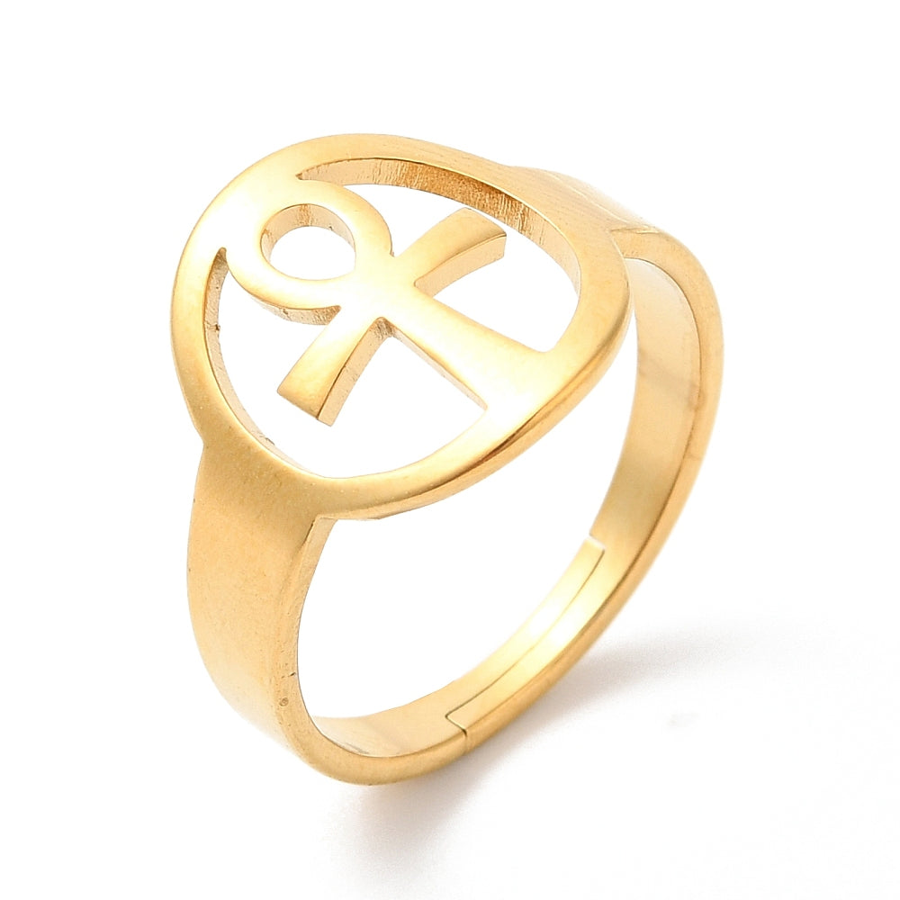 Anello Ankh Egitto in acciaio inox regolabile - Chiave della vita