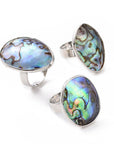 Placked platinum - adjustable abalone shell ring