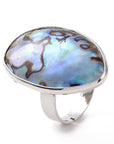 Placked platinum - adjustable abalone shell ring