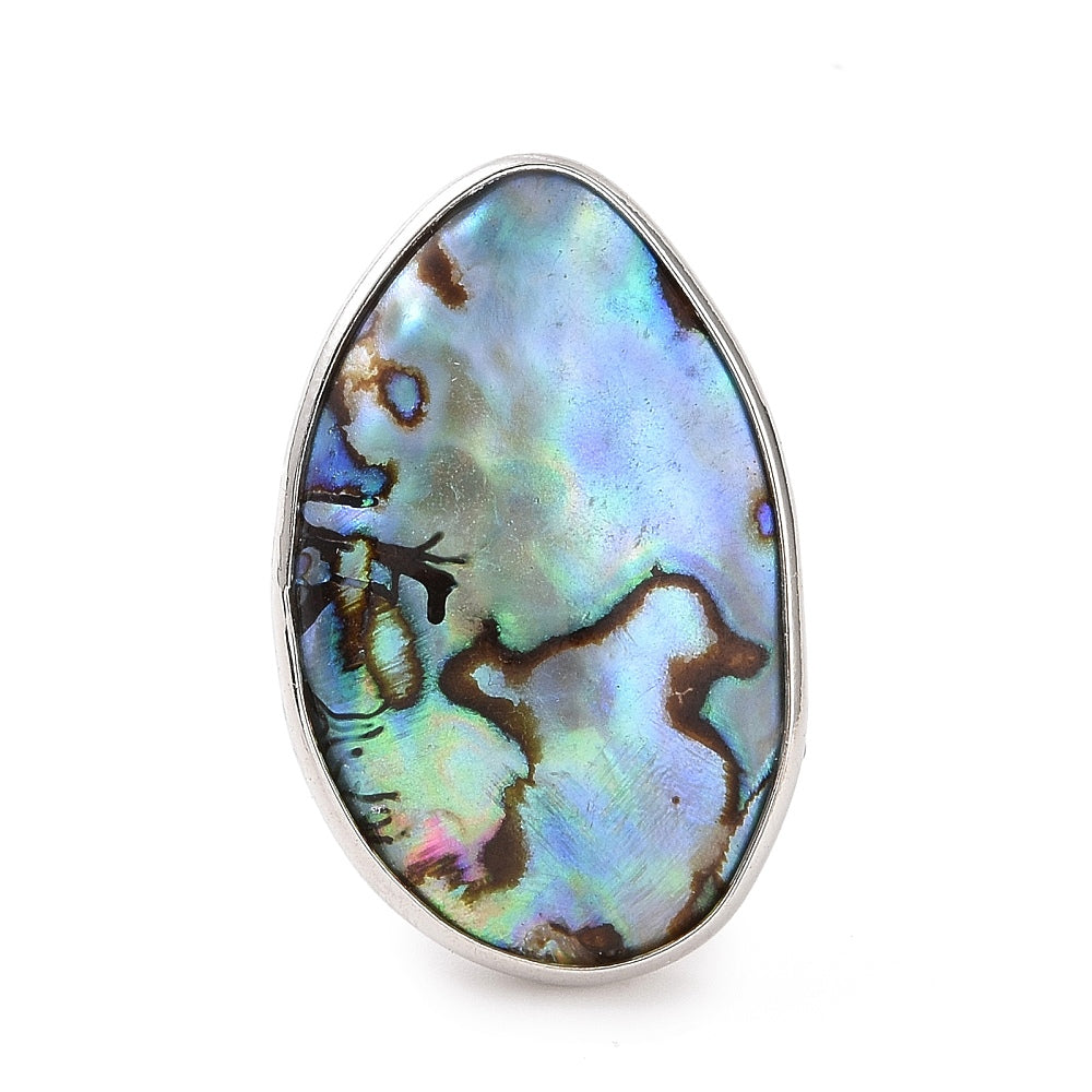 Placked platinum - adjustable abalone shell ring