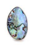 Placked platinum - adjustable abalone shell ring
