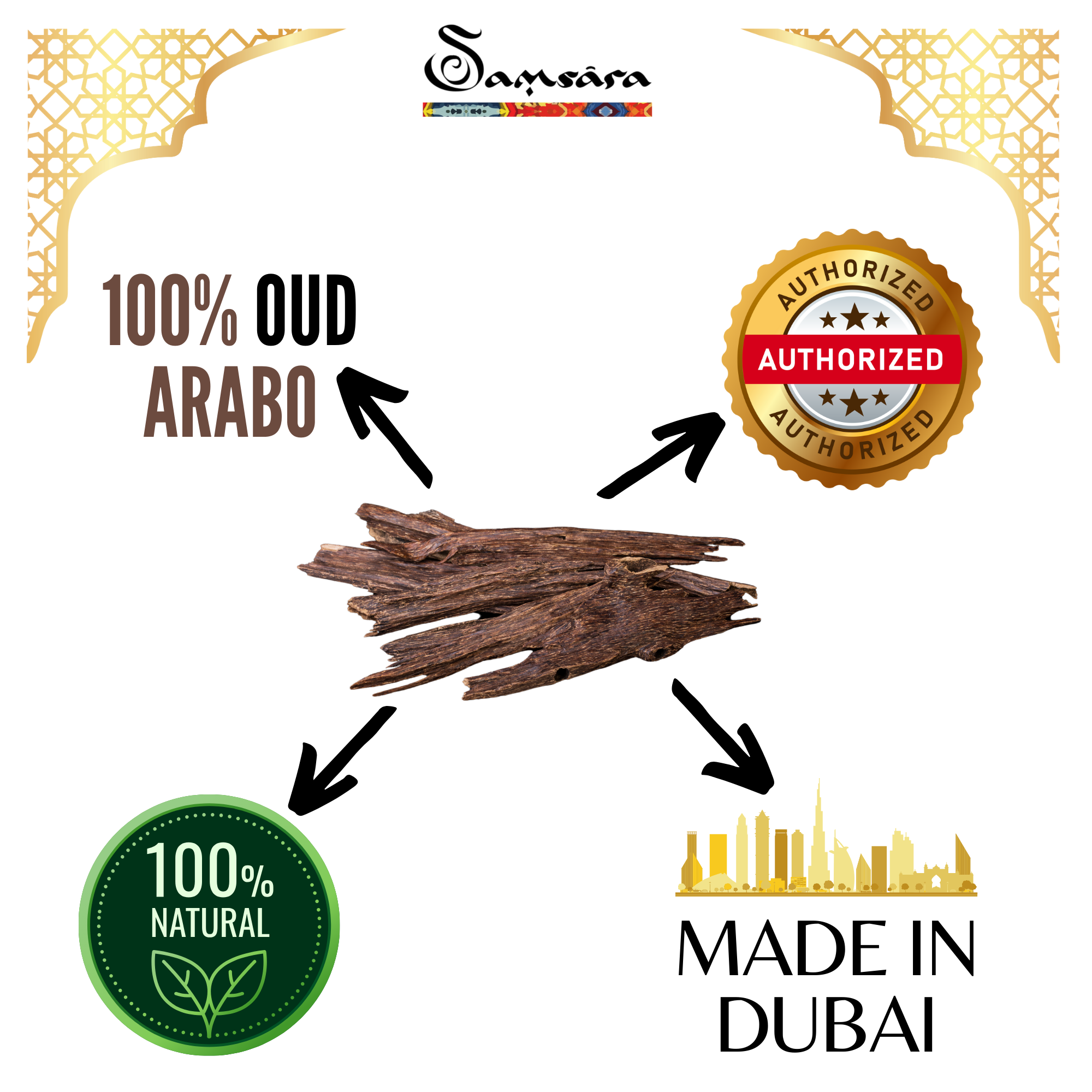 Samsara Profumo arabo in olio OUD intense - Profumo senza alcol 12ml - GOLDEN OUD