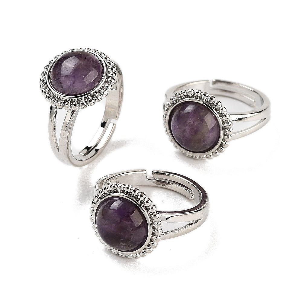 Ring with amethyst - adjustable