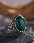 ANELLO CON MALACHITE IN ARGENTO 925 - Trasformazione e crescita personale