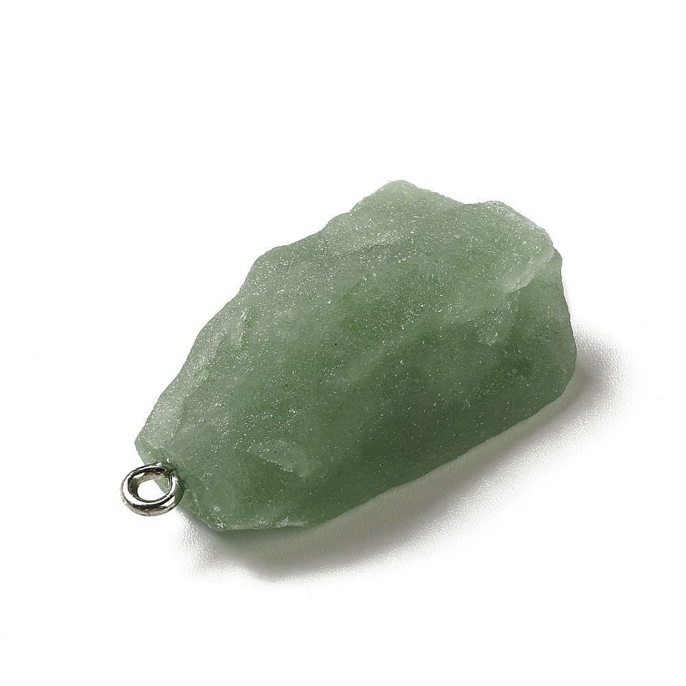 Ciondolo in Quarzo verde grezzo con occhiello - Equilibrio emotivo e creatività