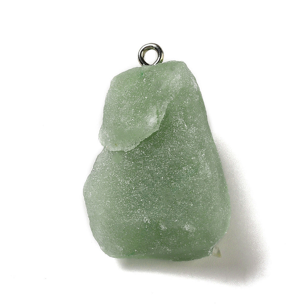 Ciondolo in Quarzo verde grezzo con occhiello - Equilibrio emotivo e creatività