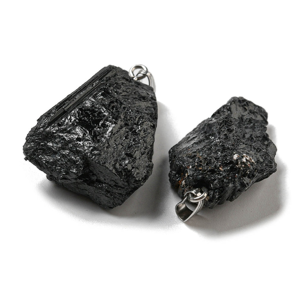 Rough black tour pendant - Protection from negative energies