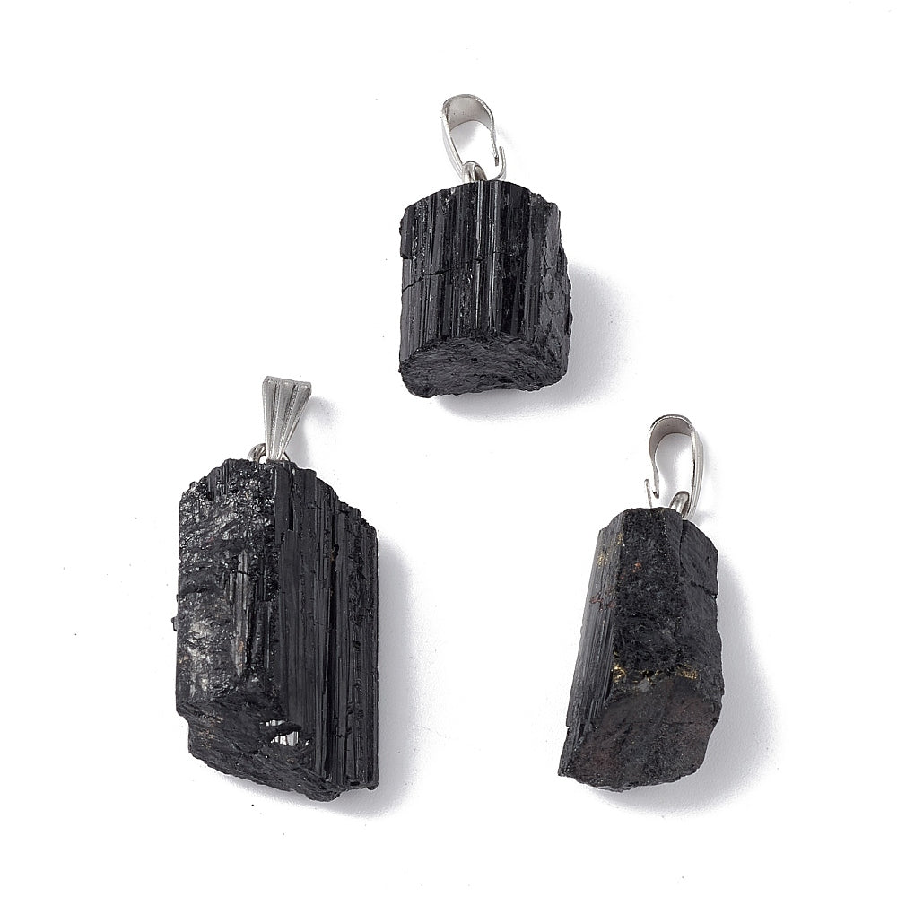 Rough black tour pendant - Protection from negative energies
