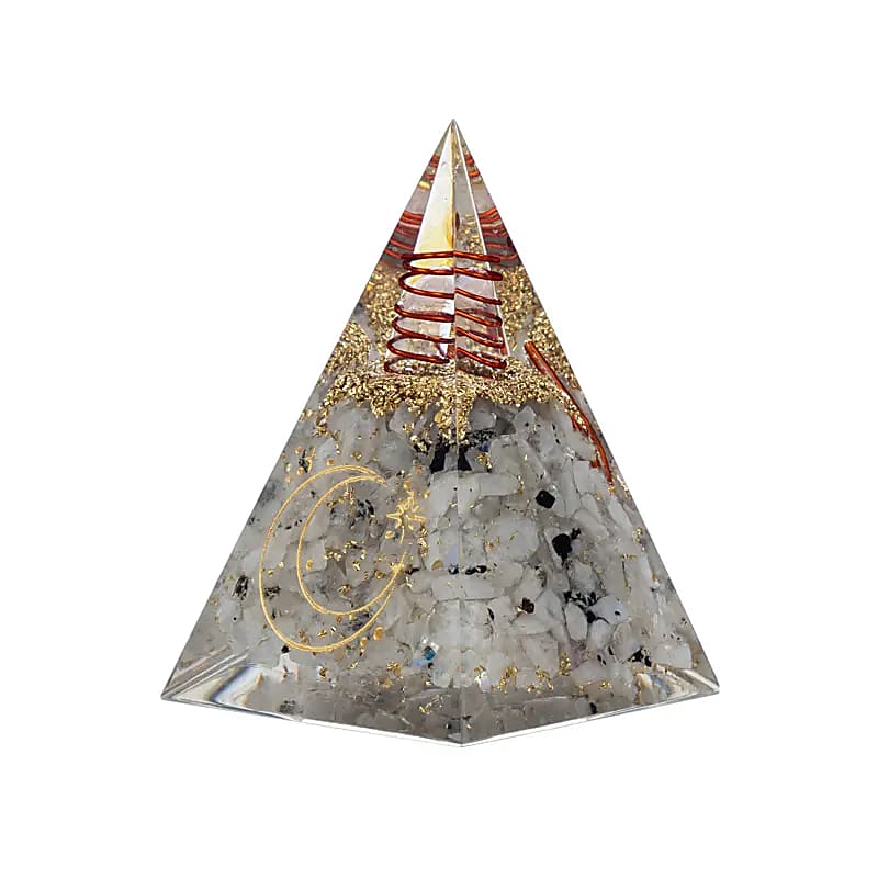 Moon stone ordonite pyramid with a symbol of the moon - Balance and fertility