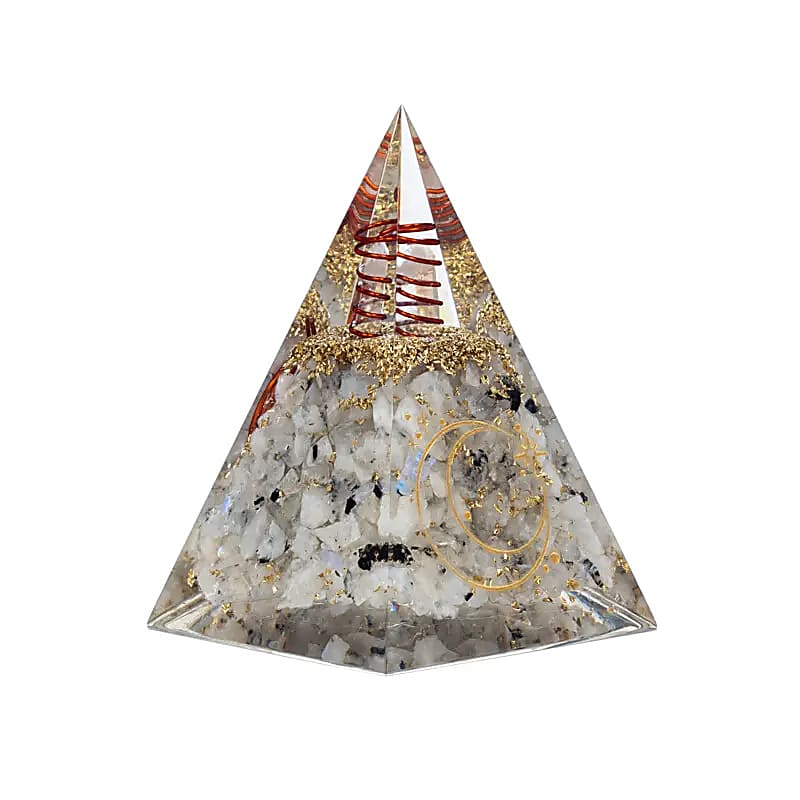 Moon stone ordonite pyramid with a symbol of the moon - Balance and fertility