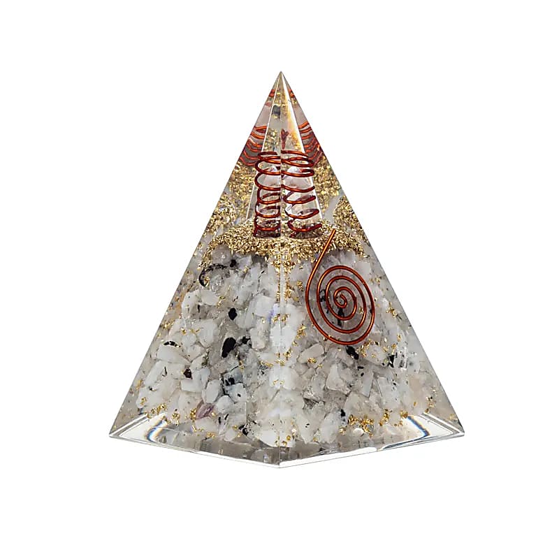 Moon stone ordonite pyramid with a symbol of the moon - Balance and fertility