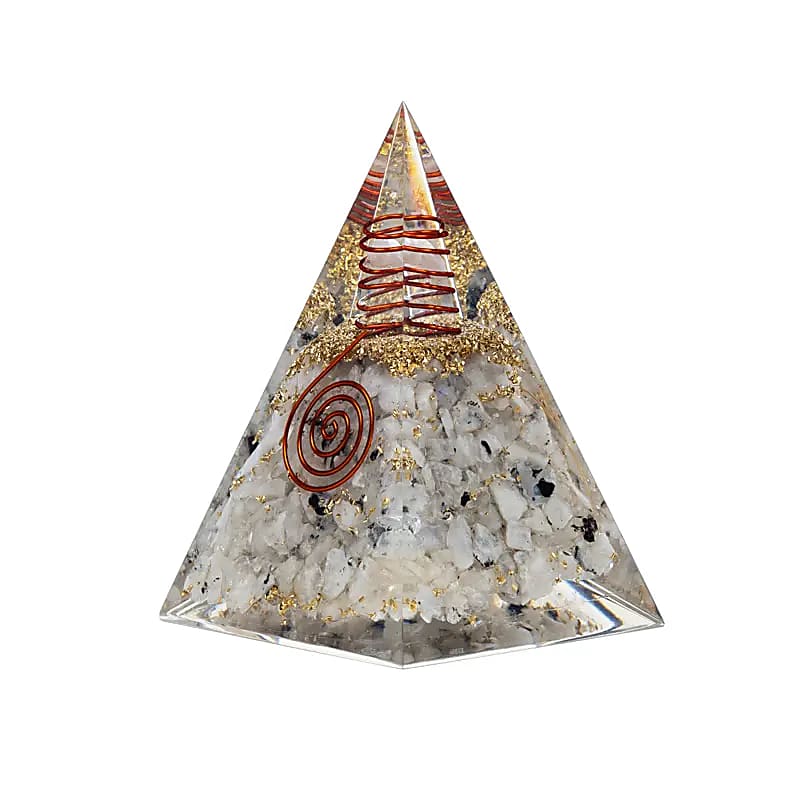 Moon stone ordonite pyramid with a symbol of the moon - Balance and fertility