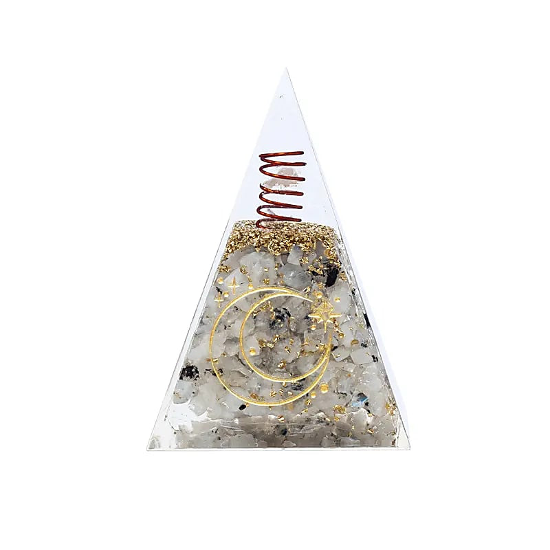 Moon stone ordonite pyramid with a symbol of the moon - Balance and fertility