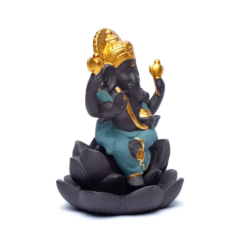 Bruciaincenso a cascata Ganesh in Ceramica per Incenso in coni e bastoncini - Portaincenso a fontana 12cm - clorophilla-shop