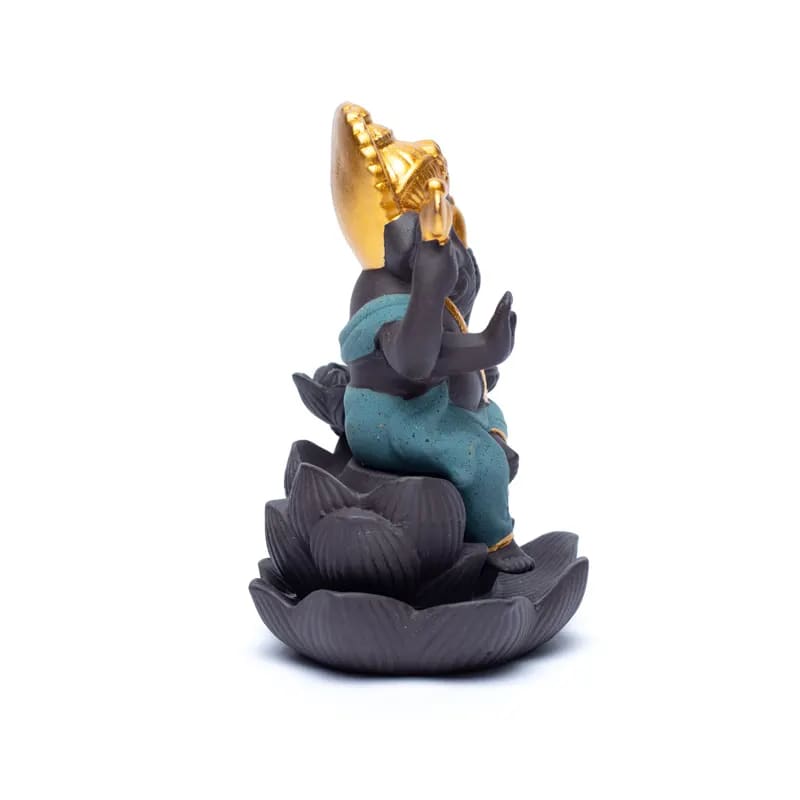 Bruciaincenso a cascata Ganesh in Ceramica per Incenso in coni e bastoncini - Portaincenso a fontana 12cm - clorophilla-shop