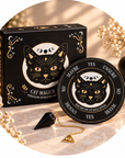 KIT DIVINAZIONE BLACK CAT MAGIC - Pendolo in ossidiana e tavola divinatoria in ceramica