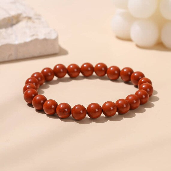 Chlorophilla elastic bracelet in red diasppo - energy and vitality