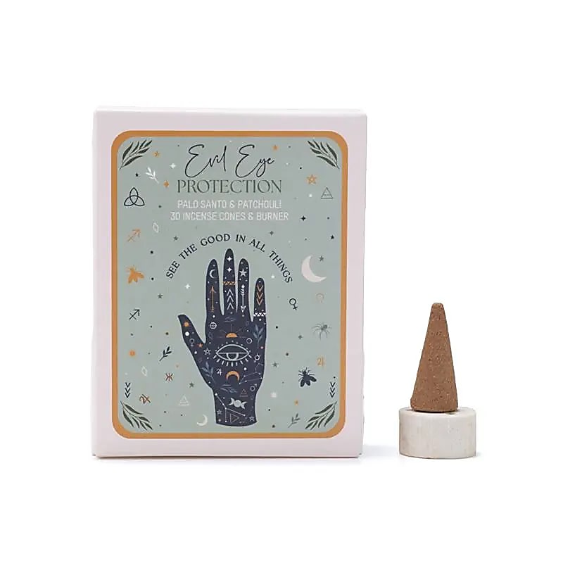 PureWorks Evil Eye Protection Incense in Coni Protection Malopy - Palo Santo and Patchouli