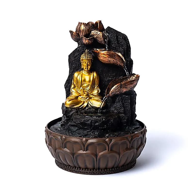 Fontana d'acqua Buddha in meditazione Zen - Luce LED integrata - clorophilla-shop