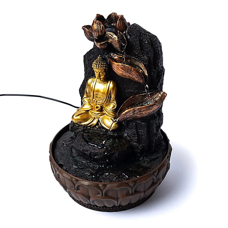 Fontana d'acqua Buddha in meditazione Zen - Luce LED integrata - clorophilla-shop