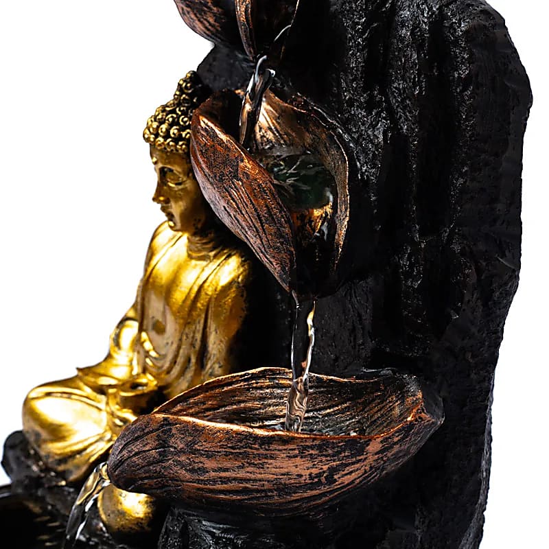 Fontana d&#39;acqua Buddha in meditazione Zen - Luce LED integrata - clorophilla-shop