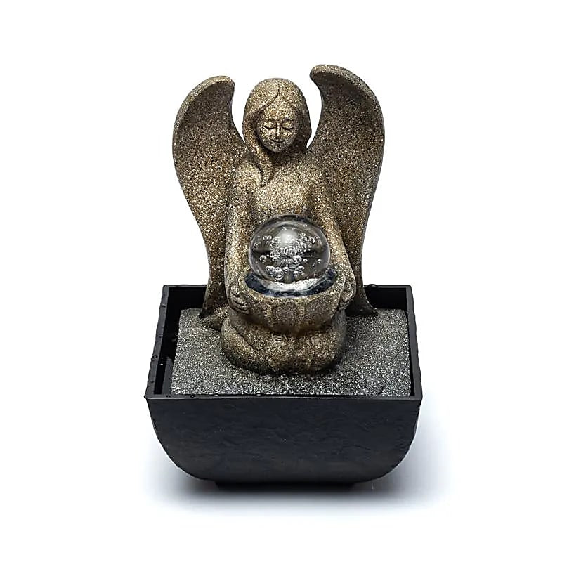 Zen water fountain with angel - integrated LED light