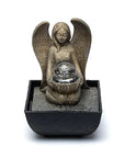 Zen water fountain with angel - integrated LED light