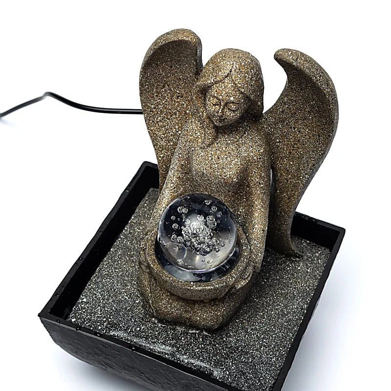 Zen water fountain with angel - integrated LED light