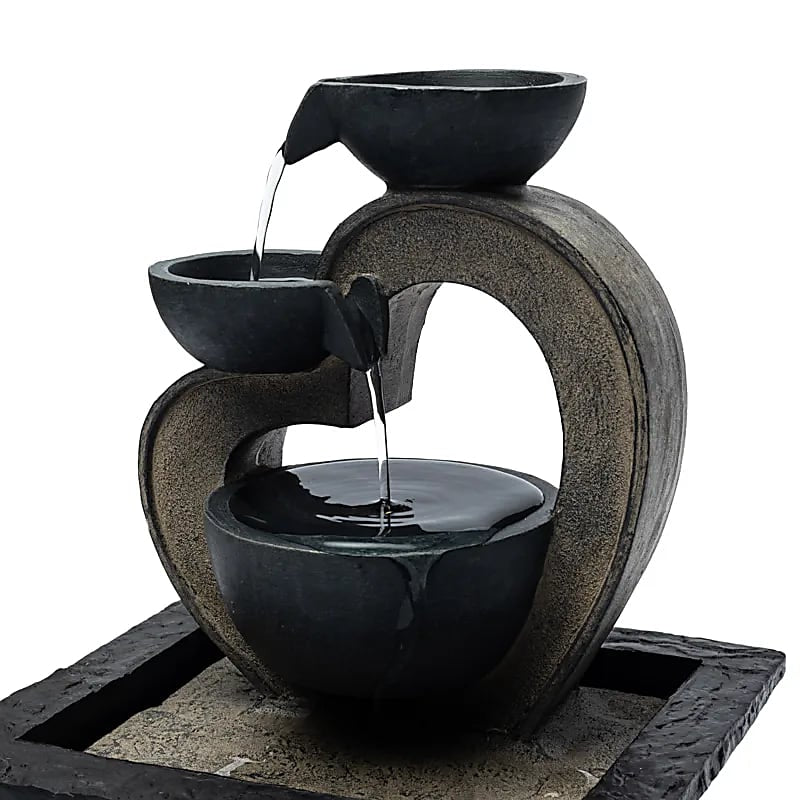 Water Fountain Heart Zen measures L - Integrated LED light