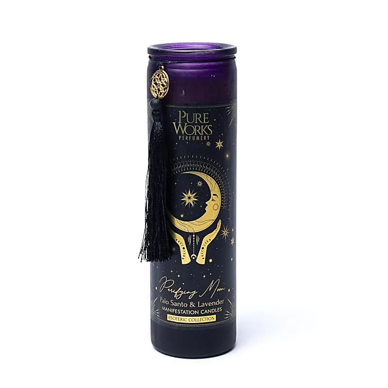 Purifying Moon glass candle with nappa - Santo Palo and Lavanda
